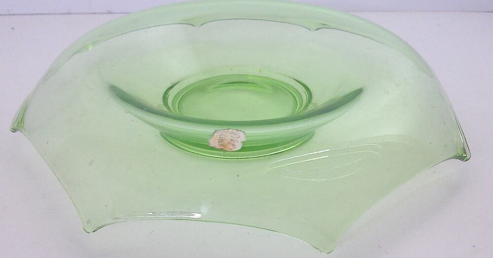 Vintage Tiffin Vaseline Glass Console Bowl